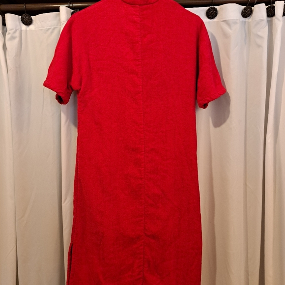 Vintage Gertrude Davenport New York Small Red Terry Cloth Robe Dress w/Pockets - Picture 10 of 16